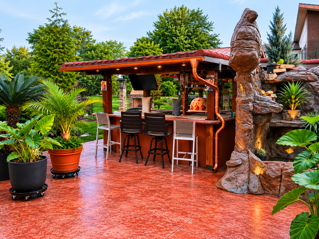 Expanded gazebo and outdoor kitchen after six years