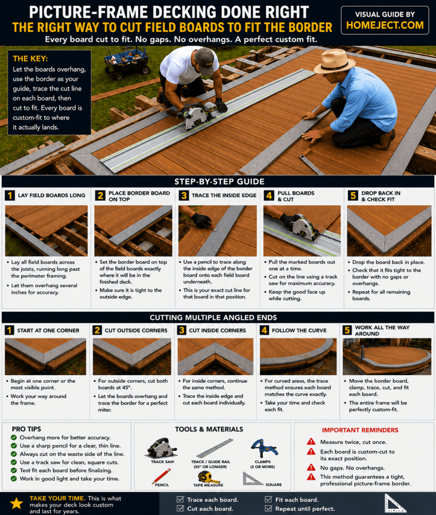 Deck stair stringers cut and installed leading to composite deck