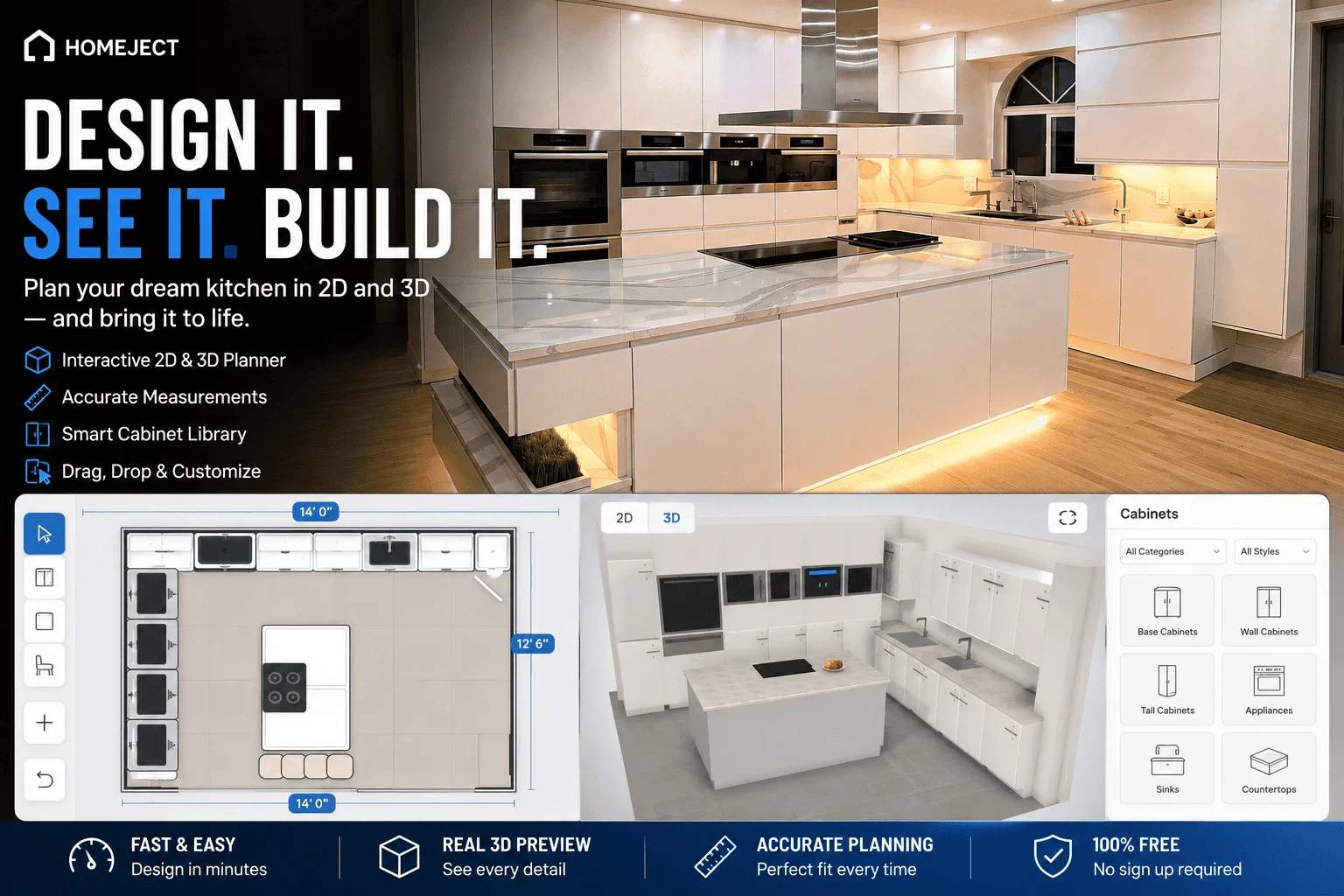 HOMEJECT Kitchen Planner — design your dream kitchen in 2D and 3D